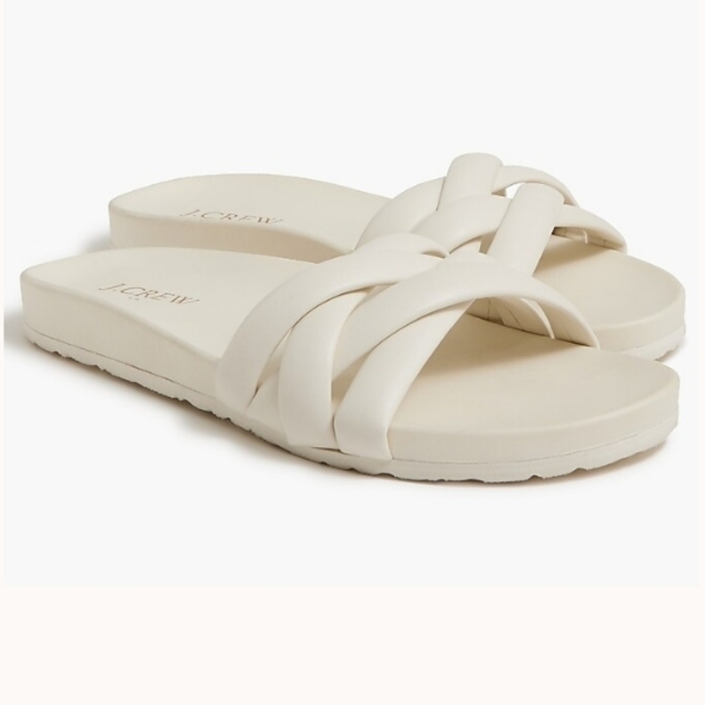 J. Crew Factory Crisscriss  Slide Sandals Ivory Size 8